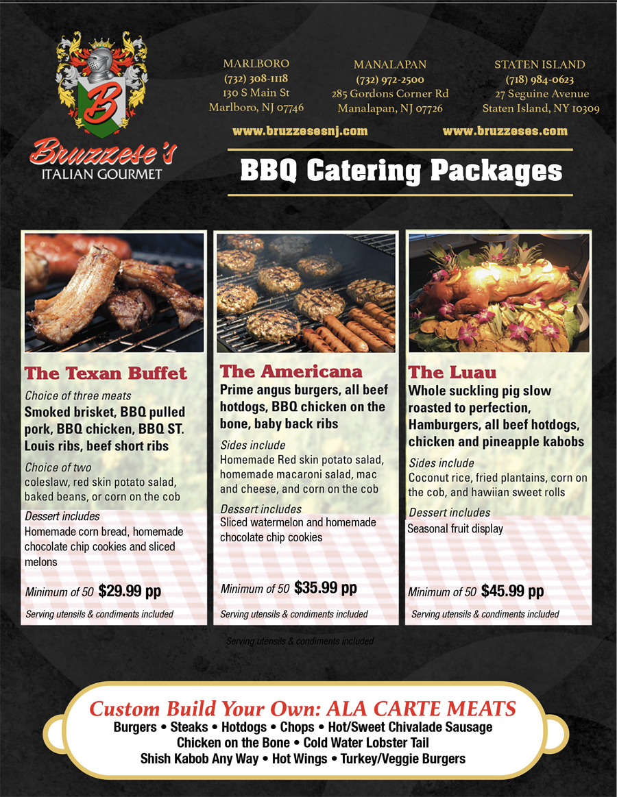 Summer BBQ catering packages Bruzzese NJ