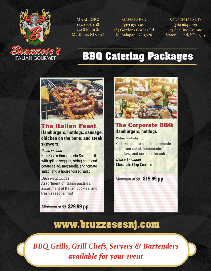 Summer BBQ catering packages Bruzzese NJ